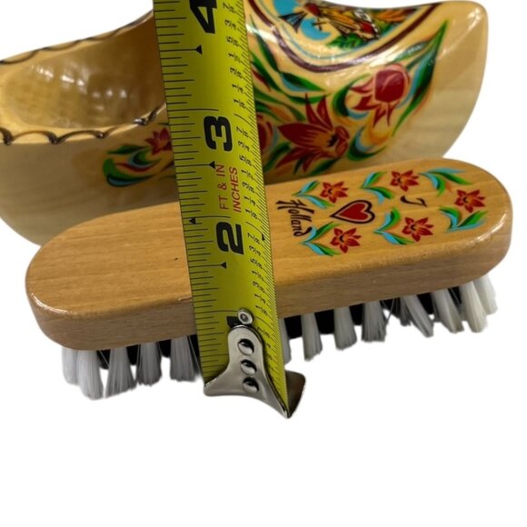 VTG Holland Wall Mountable Hand-Painted Wooden Clog & Shoe Brush 6.5" Length - Picture 15 of 16